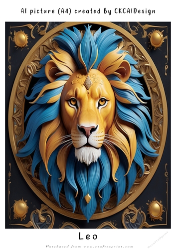 A4 AI Beautiful Fantasy Zodiac Signs Leo