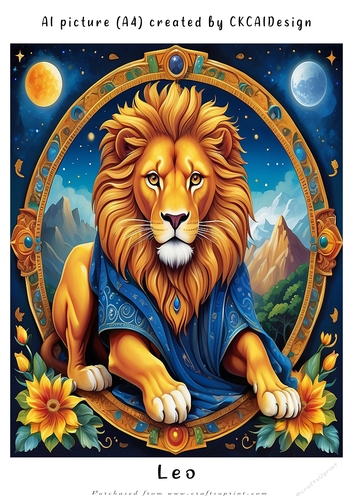 A4 AI Beautiful Fantasy Zodiac Signs Leo