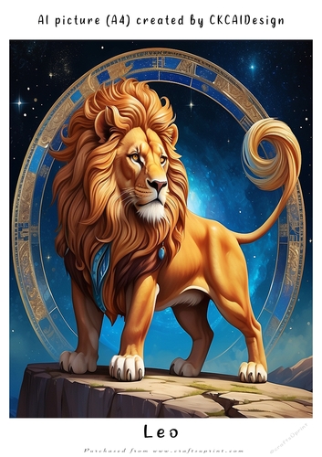 A4 AI Beautiful Fantasy Zodiac Signs Leo