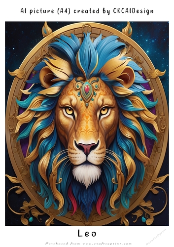 A4 AI Beautiful Fantasy Zodiac Signs Leo
