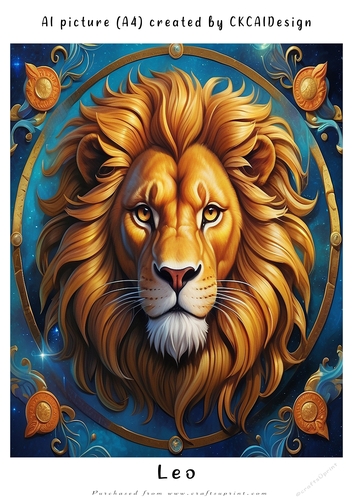 A4 AI Beautiful Fantasy Zodiac Signs Leo