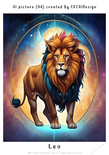 A4 AI Beautiful Fantasy Zodiac Signs Leo