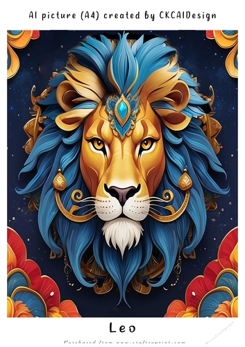 A4 AI Beautiful Fantasy Zodiac Signs Leo