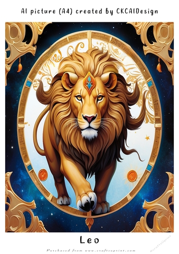 A4 AI Beautiful Fantasy Zodiac Signs Leo