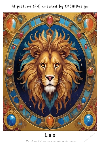 A4 AI Beautiful Fantasy Zodiac Signs Leo