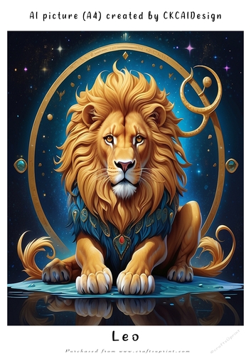 A4 AI Beautiful Fantasy Zodiac Signs Leo