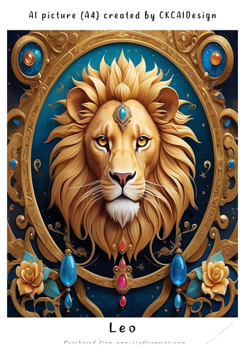 A4 AI Beautiful Fantasy Zodiac Signs Leo
