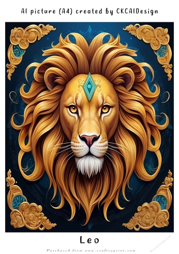 A4 AI Beautiful Fantasy Zodiac Signs Leo