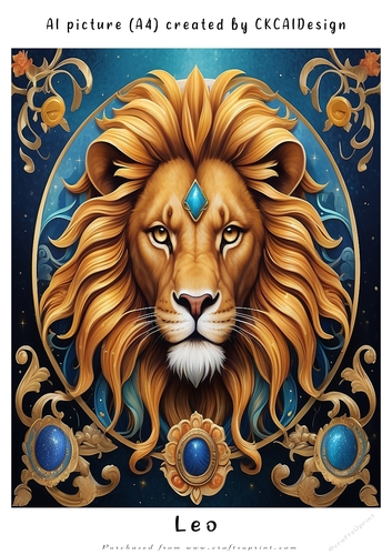 A4 AI Beautiful Fantasy Zodiac Signs Leo