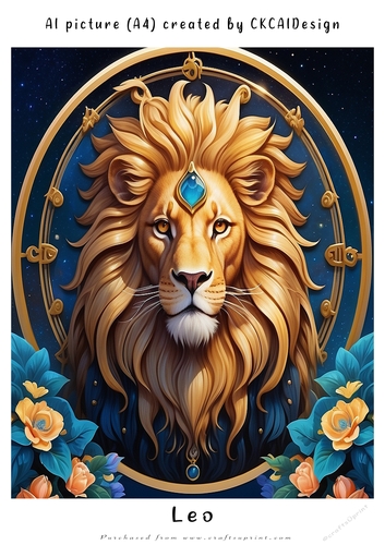 A4 AI Beautiful Fantasy Zodiac Signs Leo