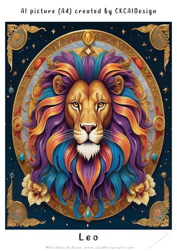 A4 AI Beautiful Fantasy Zodiac Signs Leo