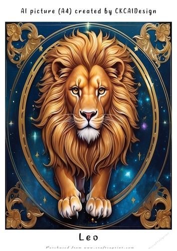 A4 AI Beautiful Fantasy Zodiac Signs Leo