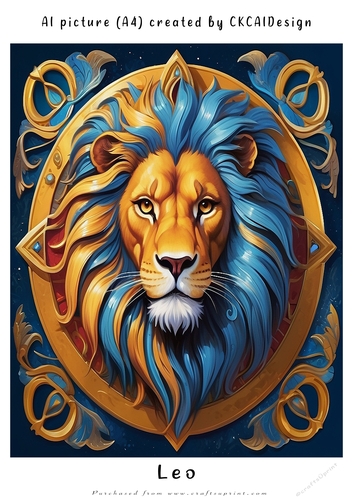 A4 AI Beautiful Fantasy Zodiac Signs Leo
