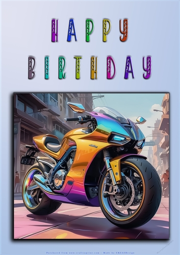 Rainbow Crash Helmet or Motorbike A4 Happy Birthday Card Front