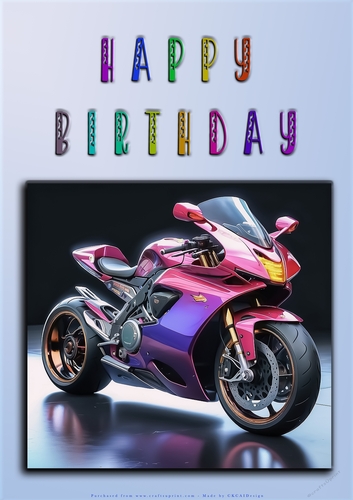 Rainbow Crash Helmet or Motorbike A4 Happy Birthday Card Front