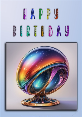 Rainbow Crash Helmet or Motorbike A4 Happy Birthday Card Front