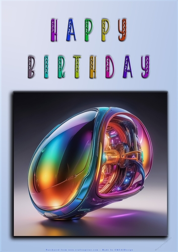 Rainbow Crash Helmet or Motorbike A4 Happy Birthday Card Front