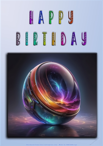 Rainbow Crash Helmet or Motorbike A4 Happy Birthday Card Front