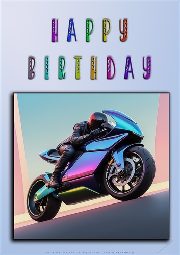 Rainbow Crash Helmet or Motorbike A4 Happy Birthday Card Front