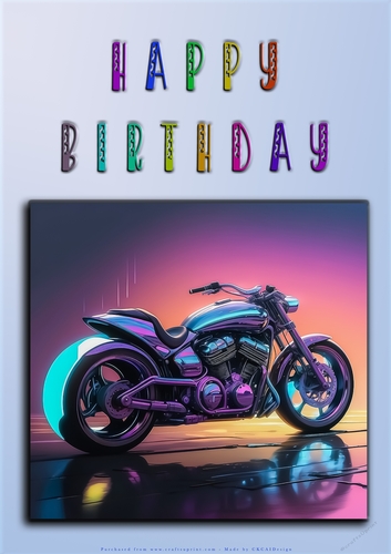 Rainbow Crash Helmet or Motorbike A4 Happy Birthday Card Front