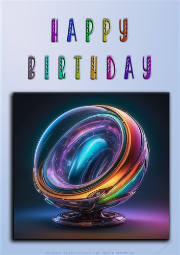 Rainbow Crash Helmet or Motorbike A4 Happy Birthday Card Front