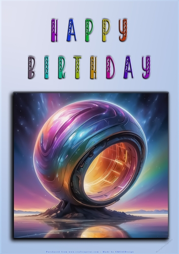 Rainbow Crash Helmet or Motorbike A4 Happy Birthday Card Front