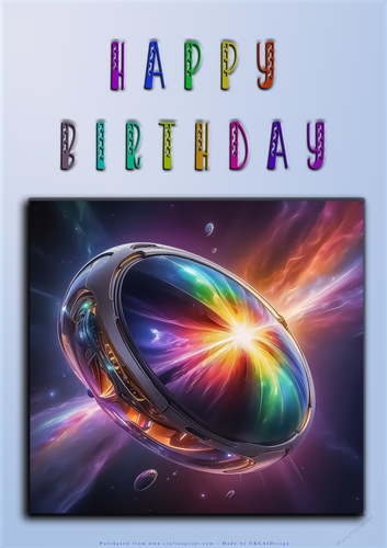Rainbow Crash Helmet or Motorbike A4 Happy Birthday Card Front