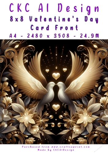 Birds Kissing Valentines Day Card Front 8x8