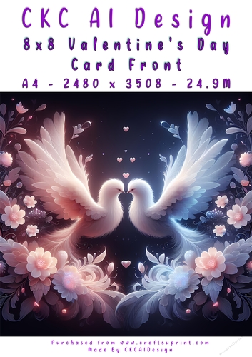 Birds Kissing Valentines Day Card Front 8x8