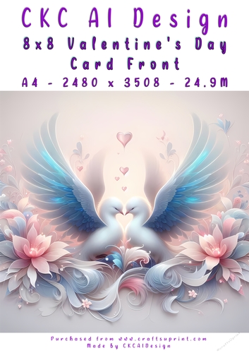 Birds Kissing Valentines Day Card Front 8x8