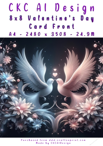 Birds Kissing Valentines Day Card Front 8x8