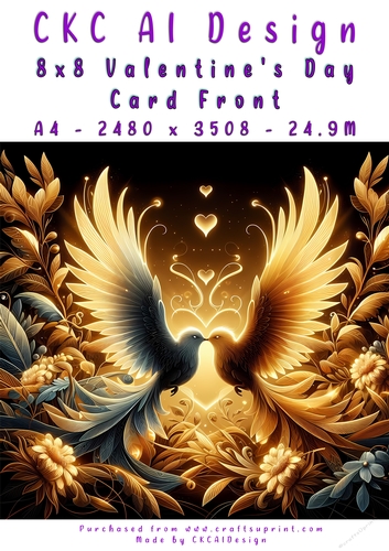 Birds Kissing Valentines Day Card Front 8x8