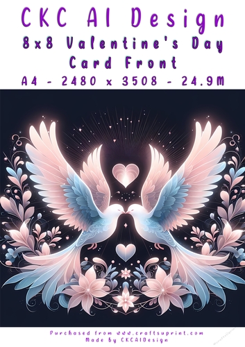 Birds Kissing Valentines Day Card Front 8x8