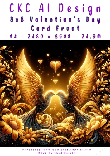 Birds Kissing Valentines Day Card Front 8x8