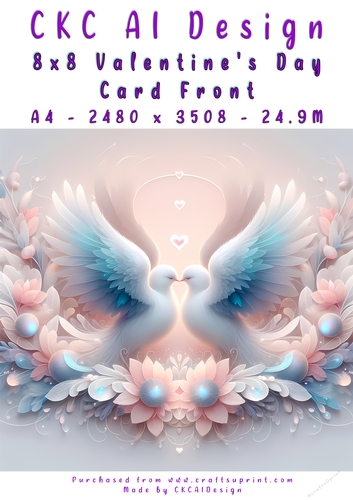 Birds Kissing Valentines Day Card Front 8x8