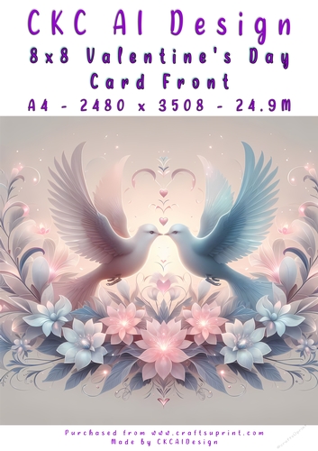 Birds Kissing Valentines Day Card Front 8x8