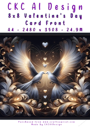 Birds Kissing Valentines Day Card Front 8x8