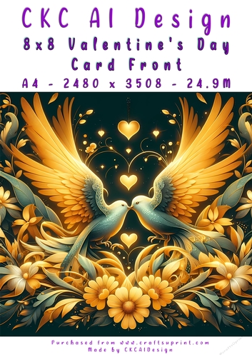 Birds Kissing Valentines Day Card Front 8x8