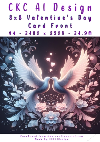 Birds Kissing Valentines Day Card Front 8x8