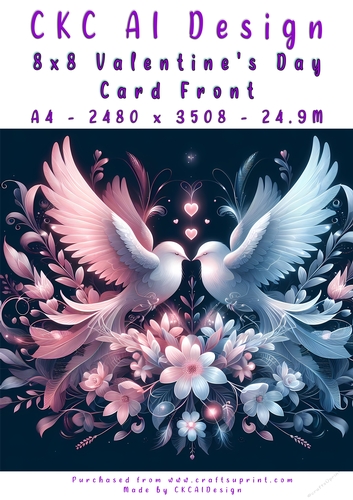 Birds Kissing Valentines Day Card Front 8x8