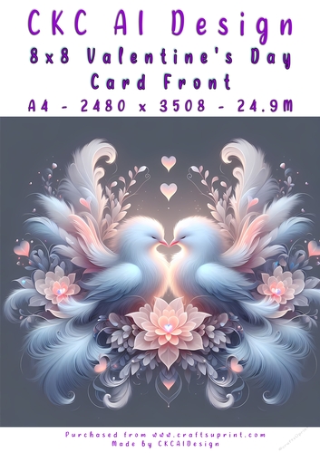 Birds Kissing Valentines Day Card Front 8x8