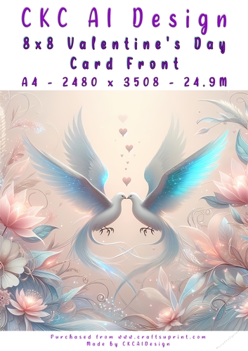 Birds Kissing Valentines Day Card Front 8x8