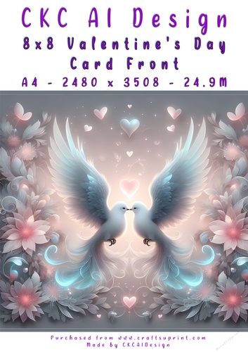 Birds Kissing Valentines Day Card Front 8x8