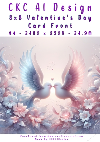 Birds Kissing Valentines Day Card Front 8x8
