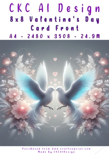 Birds Kissing Valentines Day Card Front 8x8
