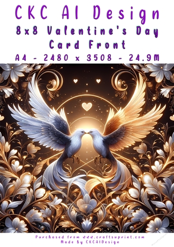 Birds Kissing Valentines Day Card Front 8x8