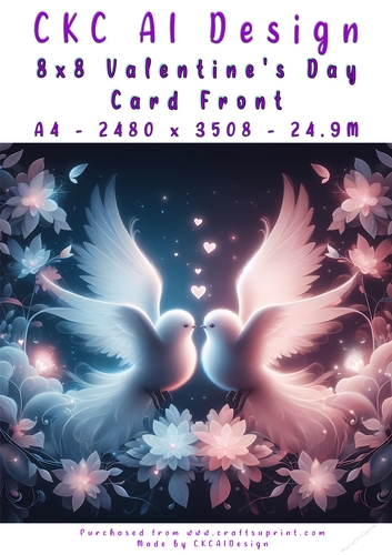 Birds Kissing Valentines Day Card Front 8x8