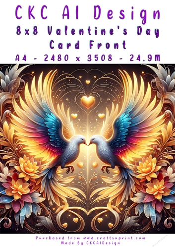 Birds Kissing Valentines Day Card Front 8x8