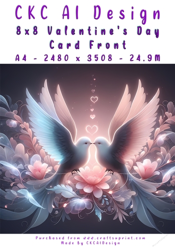 Birds Kissing Valentines Day Card Front 8x8