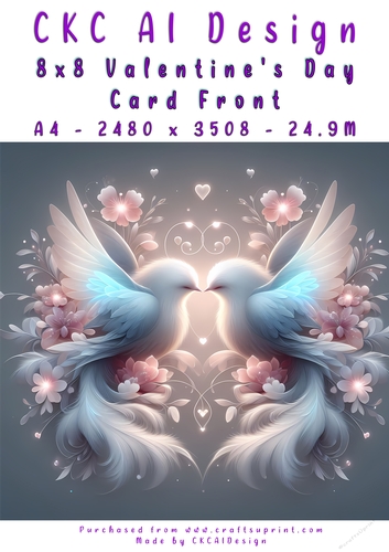 Birds Kissing Valentines Day Card Front 8x8